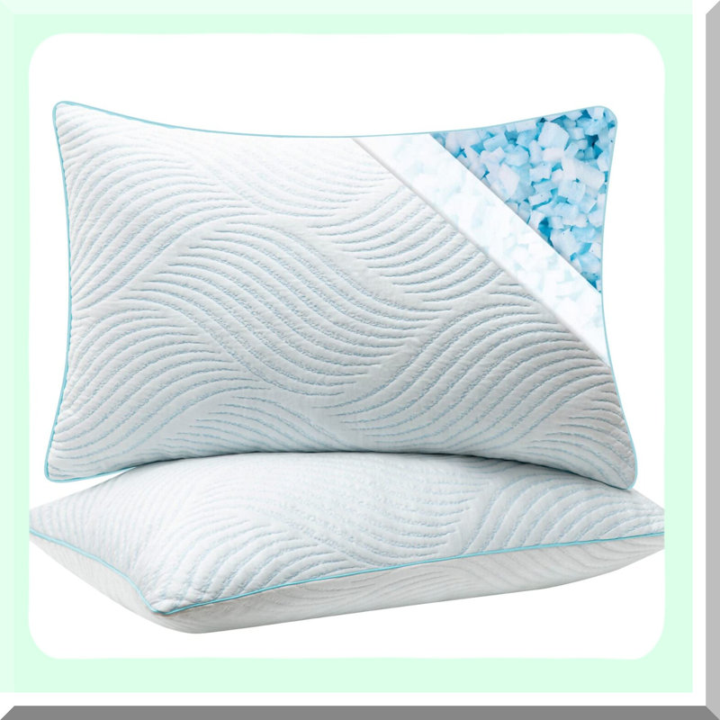 CoolDream Queen Size Pillow Set - 2 Pack Adjustable Firm Pillows for Back and Side Sleepers - Cooling Technology for Better Sleep