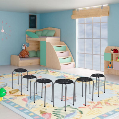 Ensemble de 6 tabourets empilables en plastique 17,5 pouces avec structure en métal