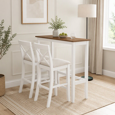 Farmhouse 3-Piece Bar Height Dining Set with 2 Chairs