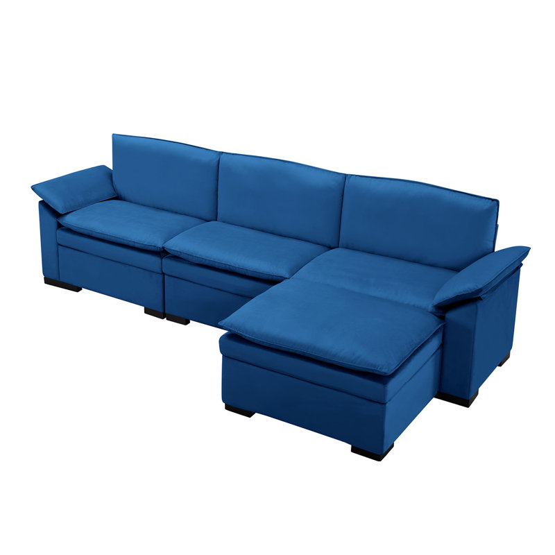 Canapé modulaire en velours de 117,7 po de largeur, Velours marine