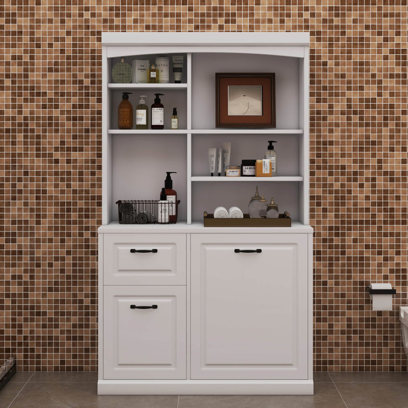 Armoire de rangement pour salle de bain avec tiroirs et tablettes réglables
