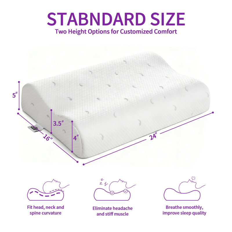  Oreiller ergonomique ergonomique en mousse à mémoire de forme avec housse en Tencel rafraîchissant, oreiller de soutien du cou pour les dormeurs latéraux et arrières, grand