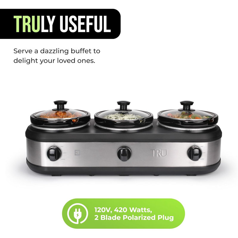 Buffet Server, Three 2-1/2-Quart Removable Inserts