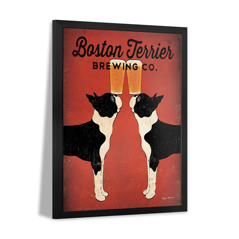 «Boston Terrier Brewing Co.», affiche encadrée de qualité supérieure par Ryan Fowler, H 24 po x l 16 po