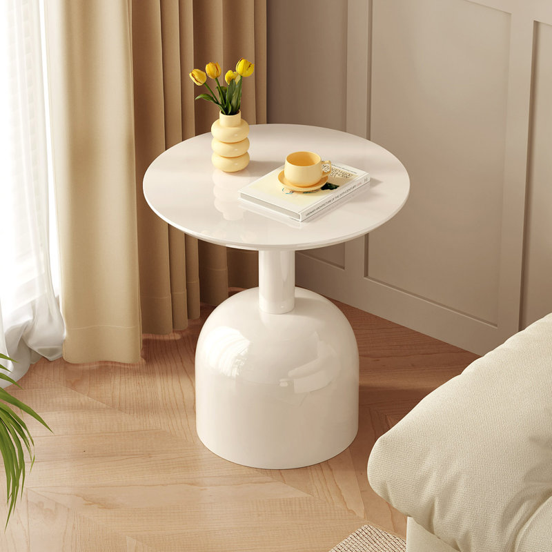 58 cm Cream White Round End Table