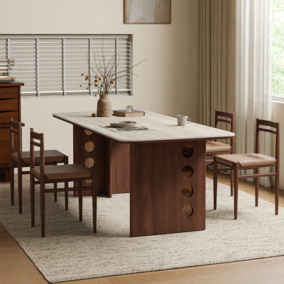 Simple retro rectangular dining table set