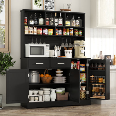 Kitchen Pantry Storage Cabinet With 2 Drawers by Ebern Designs