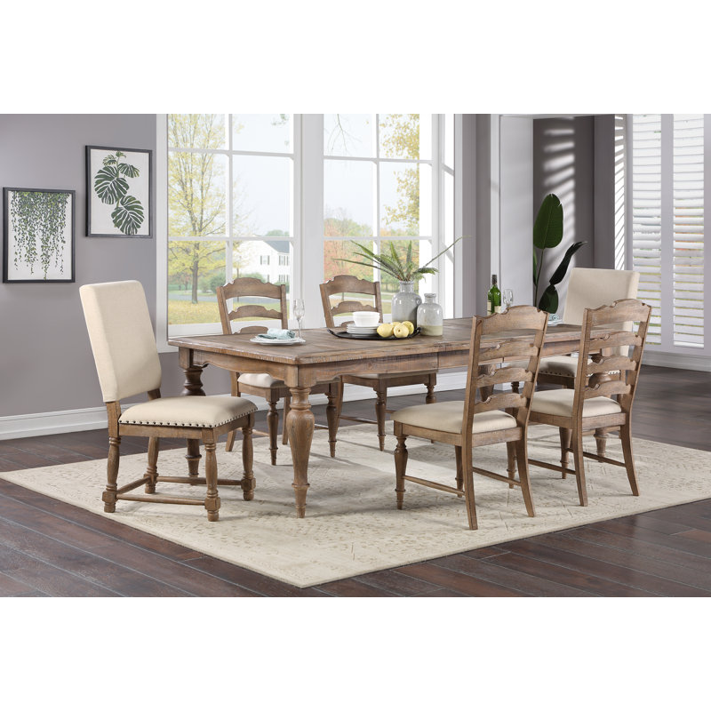 Busse Extendable Pine Solid Wood Base Dining Table