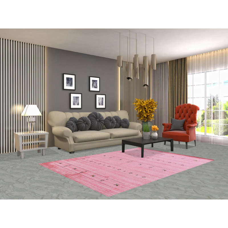 Pink Handmade Gabbeh Oriental Rug 5x7