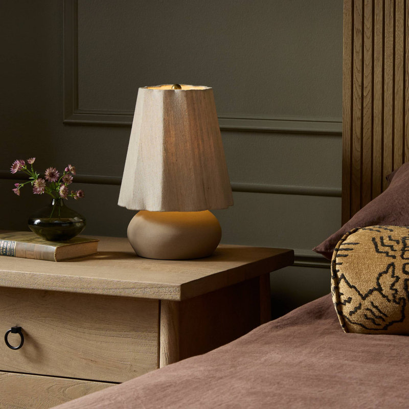 Posie Table Lamp-Tan Speckled Ceramic, Matte Sage