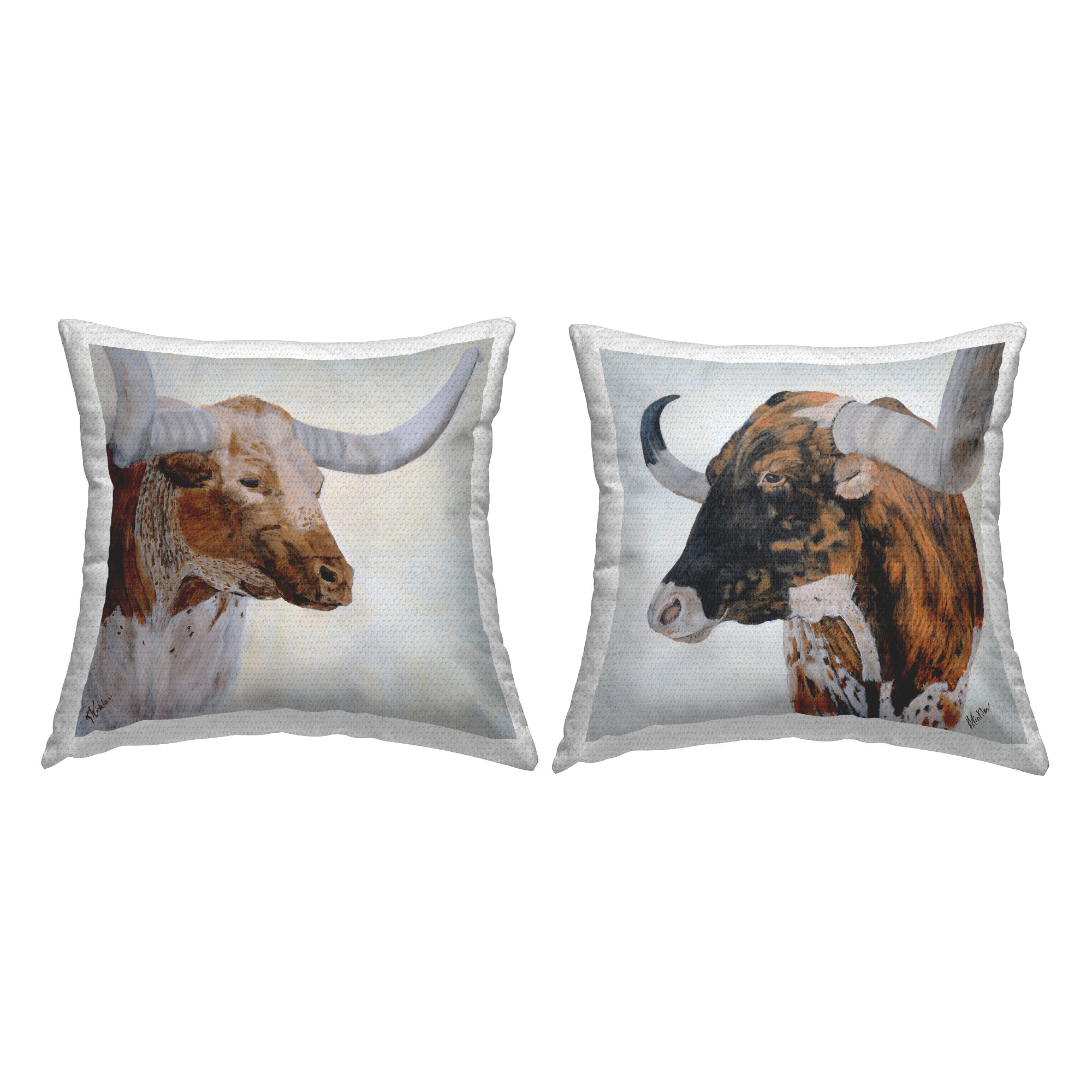 Stupell Industries Longhorn Cattle Country Animals 2 Piece Outdoor ...