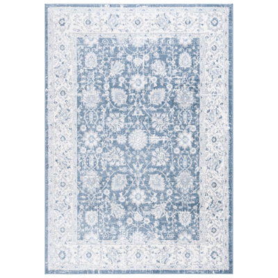 Lowrey Oriental Machine Woven Jute/Polypropylene/Latex Area Rug in Blue/Ivory
