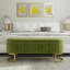 Banc de rangement 51 po avec pieds dorés, banc de fin de lit en velours pour le salon, fenêtre, entrée