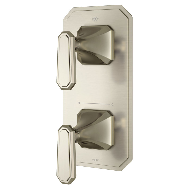 Belshire Two-Handle Thermostatic Valve Trim with Lever Handles, Brushed Nickel