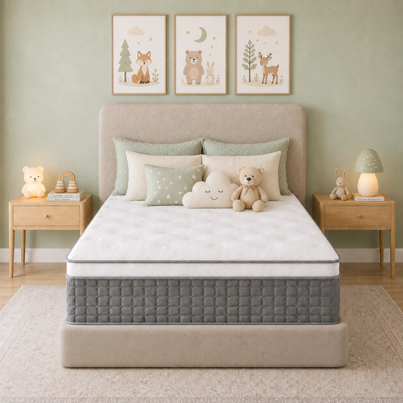 Matelas hybride à plateau-coussin moyen ferme de 10 po avec mousse viscoélastique gélifiée et ressorts ensachés, isolement de mouvement, soulagement de la pression, certifié CertiPUR-US et OEKO-TEX