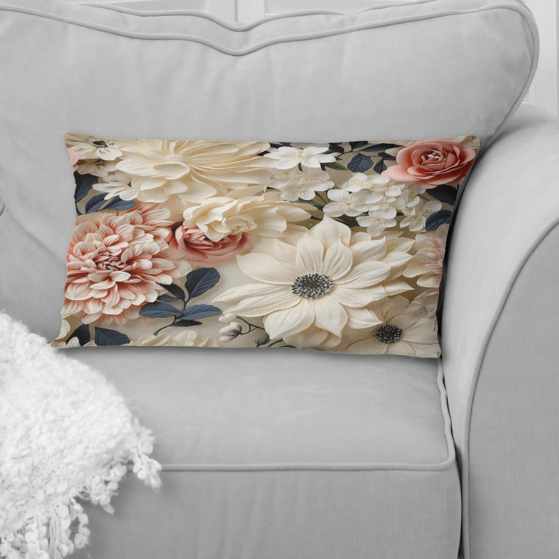 Crème délicat coquelicots fleurs III - coussin à imprimé floral
