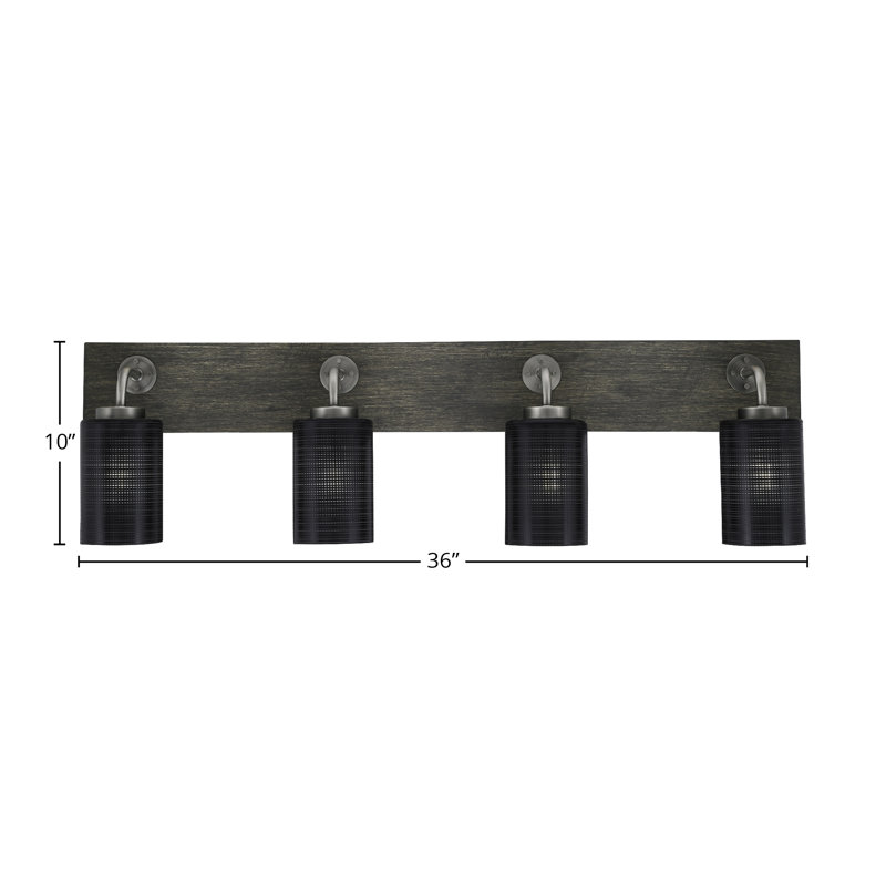 Barre d'éclairage de salle de bain 4 lumières Oxbridge, Graphite / gris vieilli, Tourbillon onyx