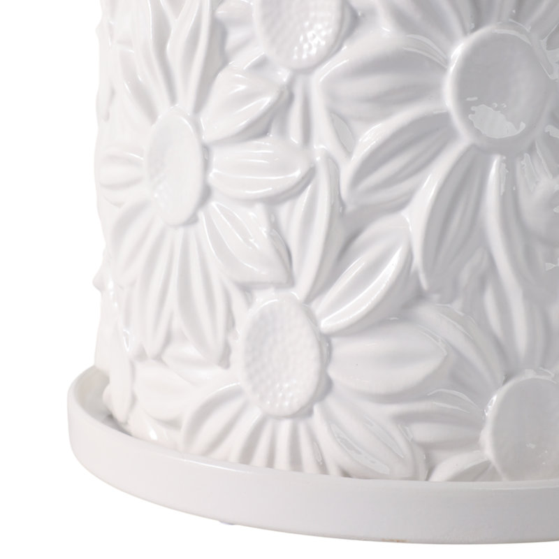Handmade Ceramic Planter Set, 7" H x 8.25" W x 8.25" D
