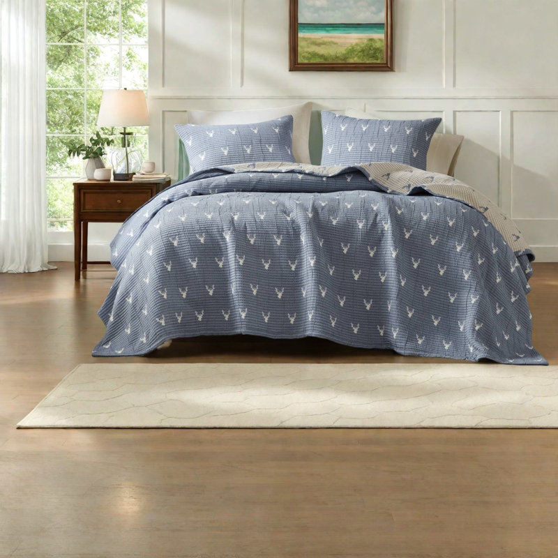 Ensemble de literie réversible de très grande taille, style chalet rustique en polyester pour la maison