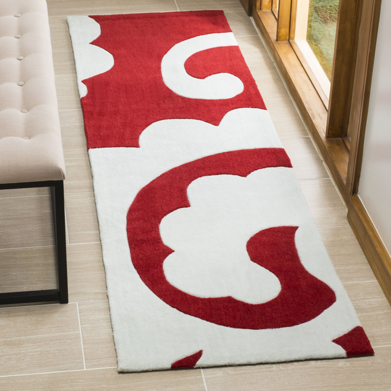 Tapis à motif floral touffeté à la main Modern Art, Tapis de couloir 2 pi 3 po x 8 pi