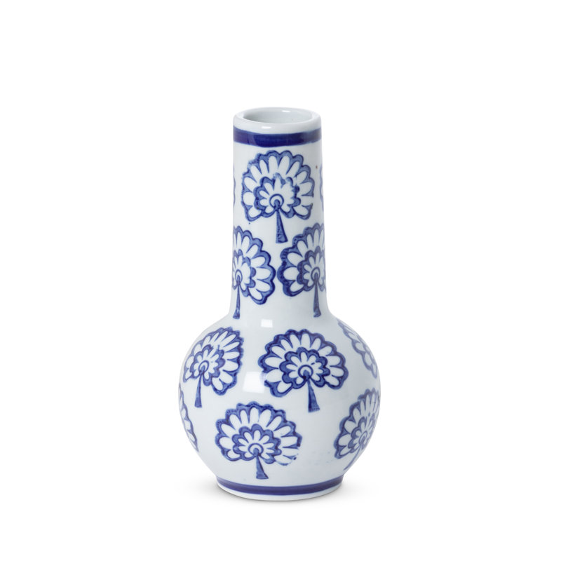 Blue and White Porcelain Chinoiserie Bud Vase Set