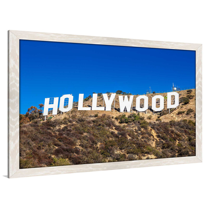 «Hollywood California», reproduction de photo encadrée, H 27,5 po x l 39,5 po x P 0,75 po, Cadre crème délavé