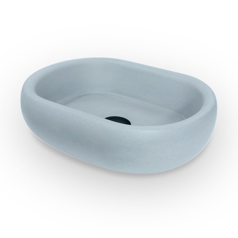 Newterra Handmade Oval Vessel Bathroom Sink, Aqua