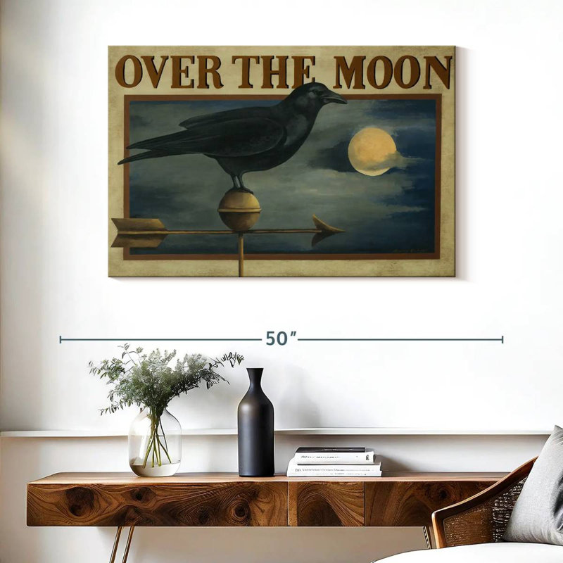Over The Moon Crow Weathervane, 26" H x 39" W