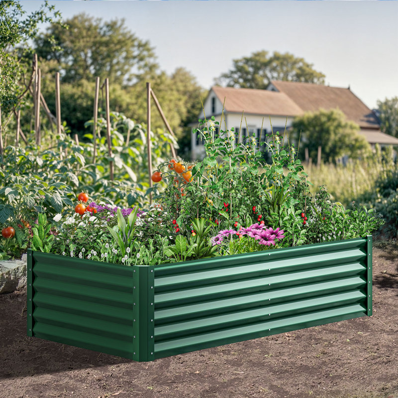 Lit de jardin surélevé en métal vert, 18" H x 72" W x 36" D