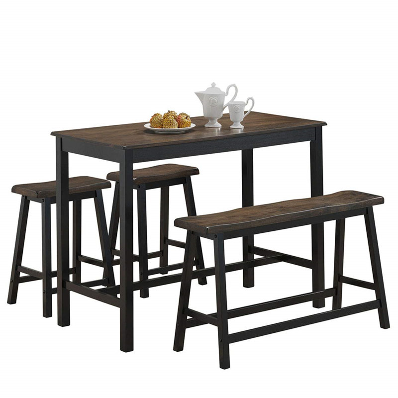 Damali 4 - Person Dining Set, Dark Brown, Dark Brown, Dark Brown