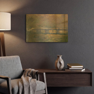 «Charing Cross Bridge» par Claude Monet, art mural en métal doré, 24 po x 16 po