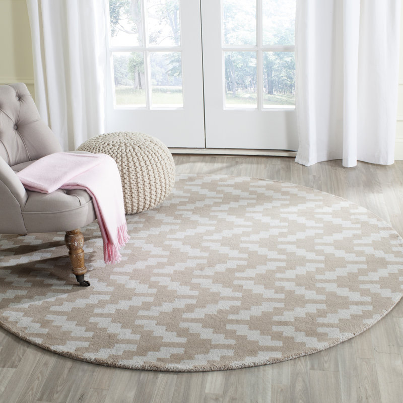 Sanyla Hand Tufted Wool Geometric Rug, Round 6'