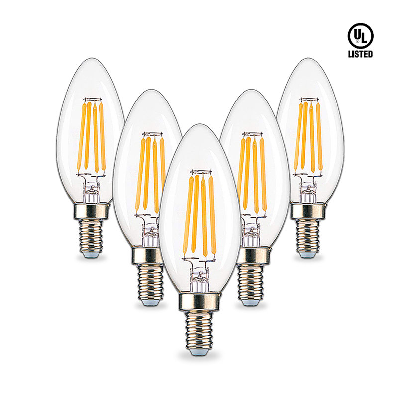 Clear Dimmable LED Candelabra Bulbs Set of 12