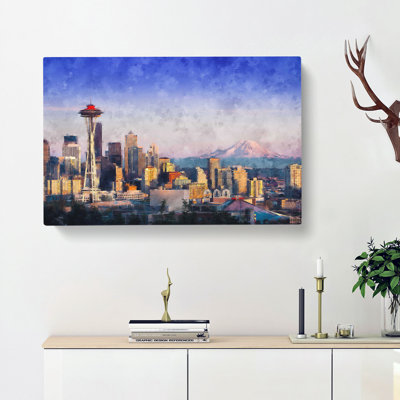 Seattle Skyline Painting - Wrapped Canvas Print