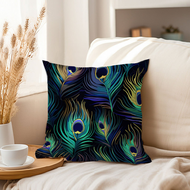 Animals Peacock Feather Pattern V Modern, 18"H x 18"W