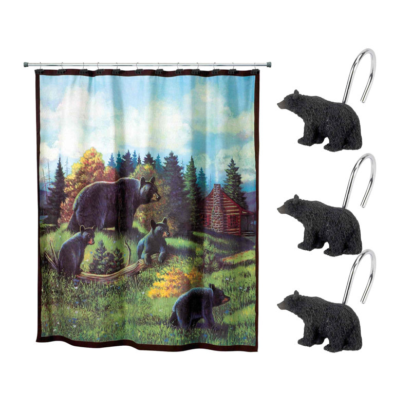 Millwood Pines Emolene Shower Curtain & Hook Set