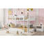 Lit superposé bas simple au-dessus de simple, lit superposé au sol avec échelle, lit superposé simple en bois massif pour enfants et enfants, blanc-893870623