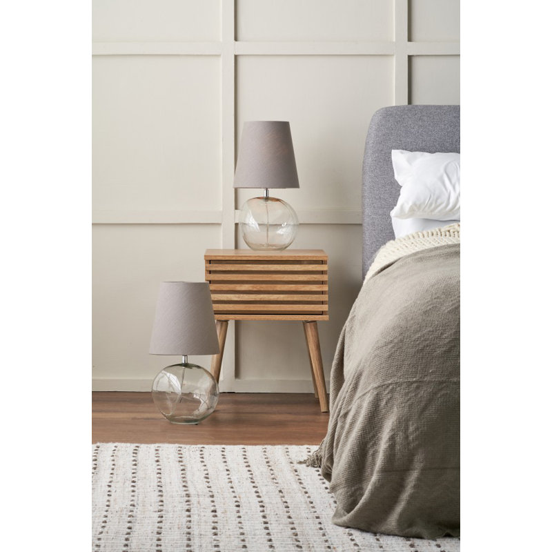 Mila Glass Table Lamp, Grey