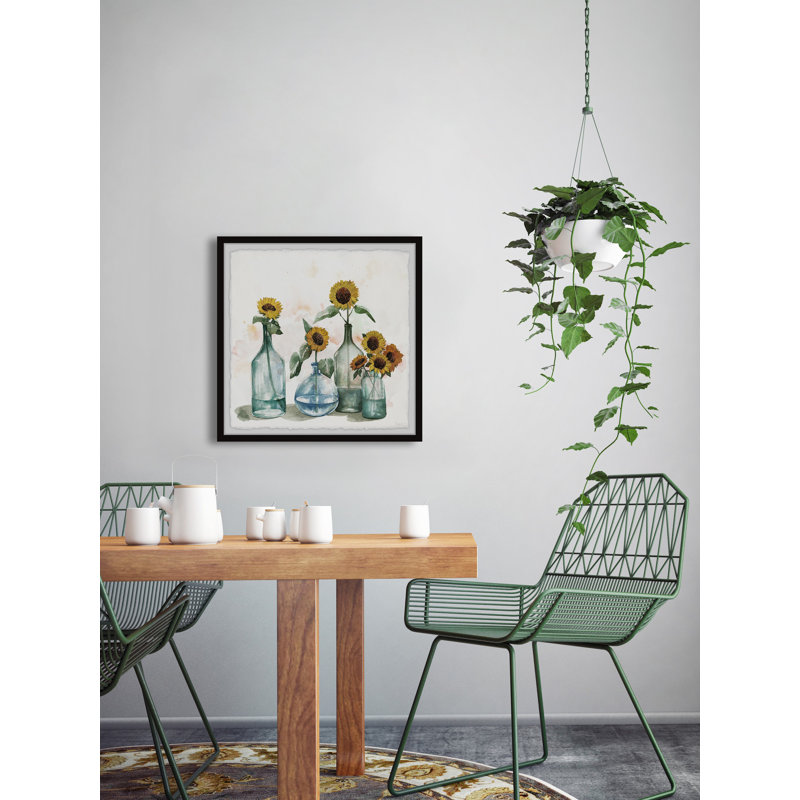 Sunflowers In Blue Vase II by Parvez Taj - Single Picture Frame Painting, 61cm H x 61cm W