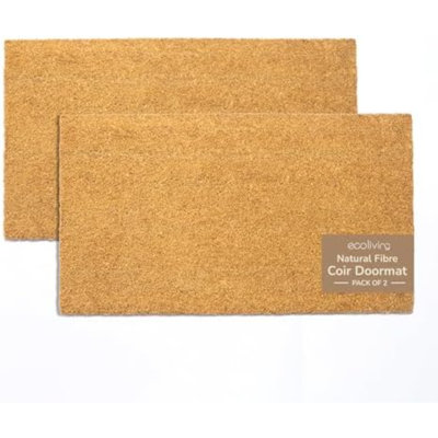 Welcome Natural Coir Doormats Pack Of 2, Non-Slip PVC Backing, Indoor Outdoor Use For Home, Office, Patio & Entryway Decor,DIY Doormats, Beige, 30"X17"