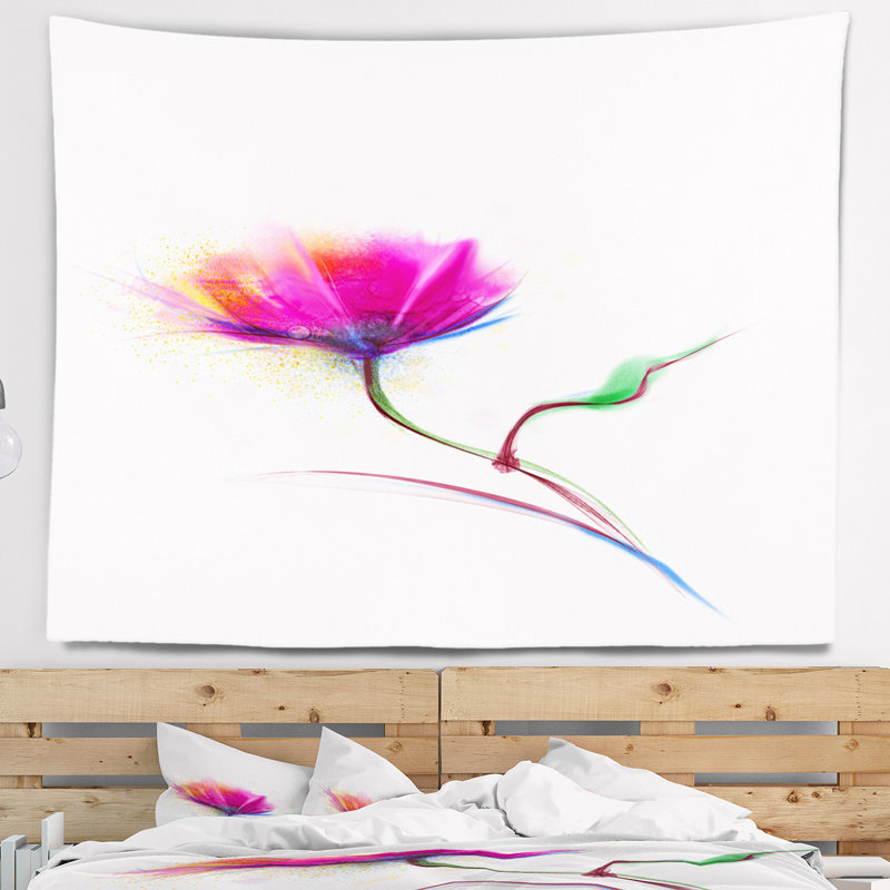 Tapisserie fleur isolée en mauve de fleur, H 32 po x l 39 po