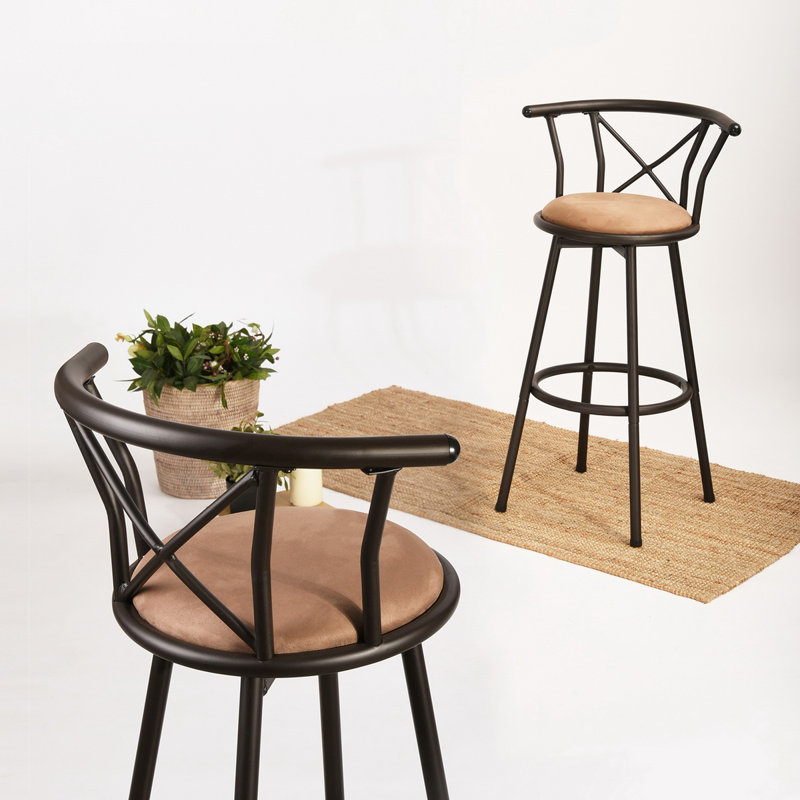 Cassilis Swivel Upholstered Microfiber / Microsuede Counter Stool with Steel Frame, Counter Stool (27.8” Seat Height)