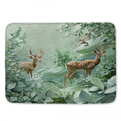 Spotted Deer In Forest Bath Mat
