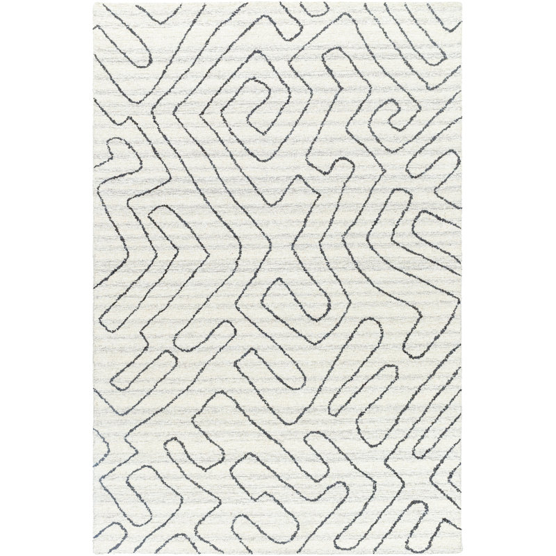 Hand Tufted Wool Abstract Rug, Rectangle 2' x 3'