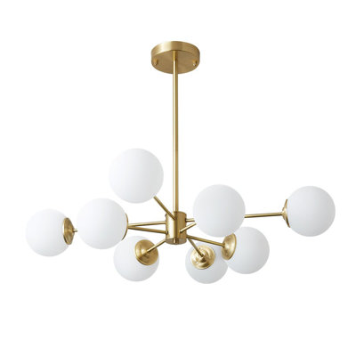 8 - Light Brass Tired Glass Chandelier Dimmable