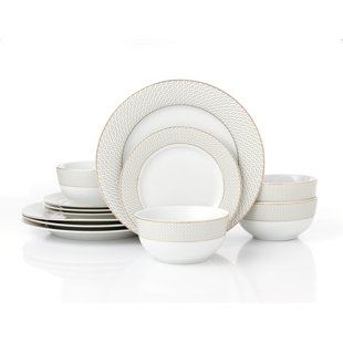 Waterside | 24PC Graphite Grey Dinner Set | Grey & White