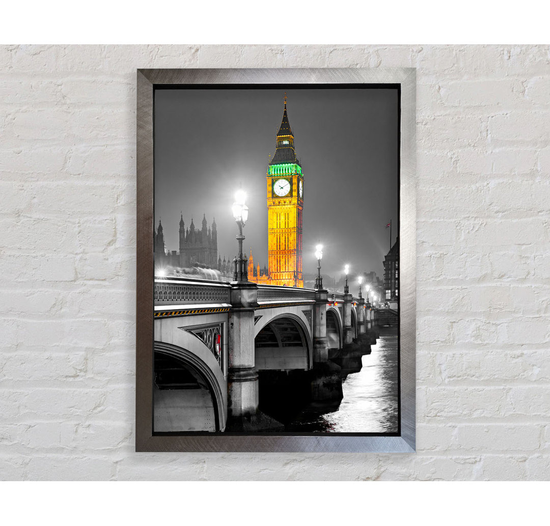 Silveren Big Ben Over Tower Bridge - Einzelner Bilderrahmen Kunstdrucke