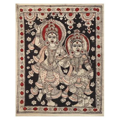 Radha Krishna dansant | Kalamkari, peinture sur coton