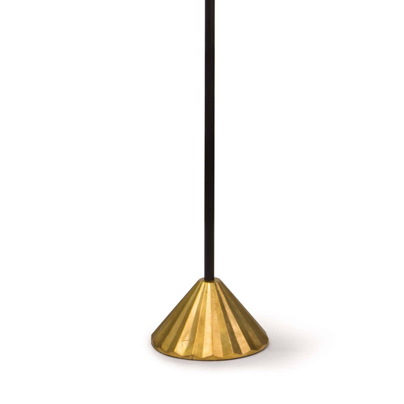 Parasol 60'' Gold Leaf and Black Aluminum Floor Lamp with Linen Shade