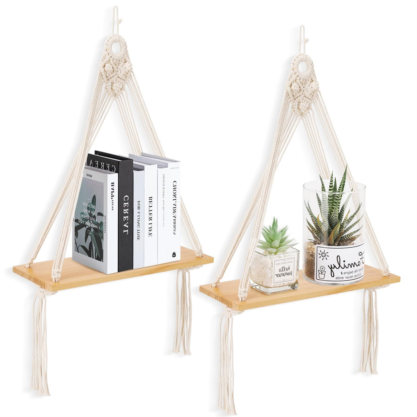 Dakota Fields Macrame Wall Hanging Shelf Set of 2 - Wayfair Canada